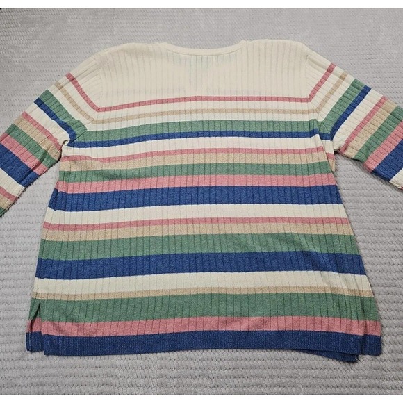 Alfred Dunner Sweater Womens 3x Striped Ribbed V Cut Neck - Picture 5 of 6